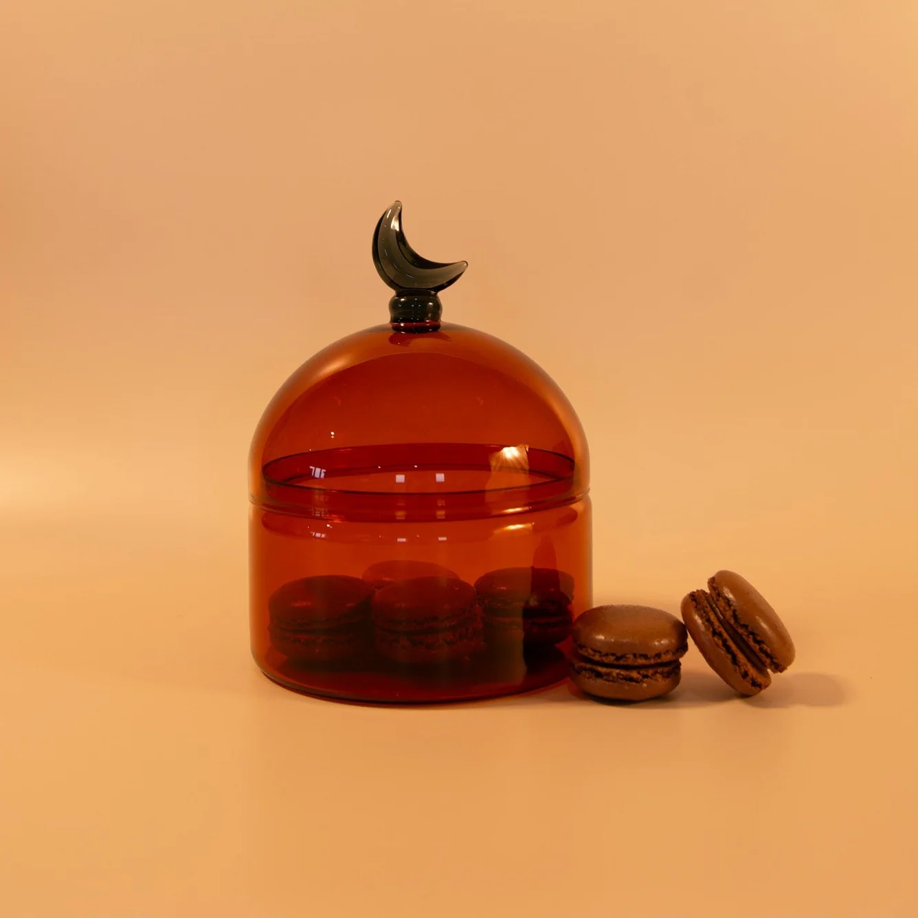Glass Moon Dome Jar - Caramel Amber - Image 4