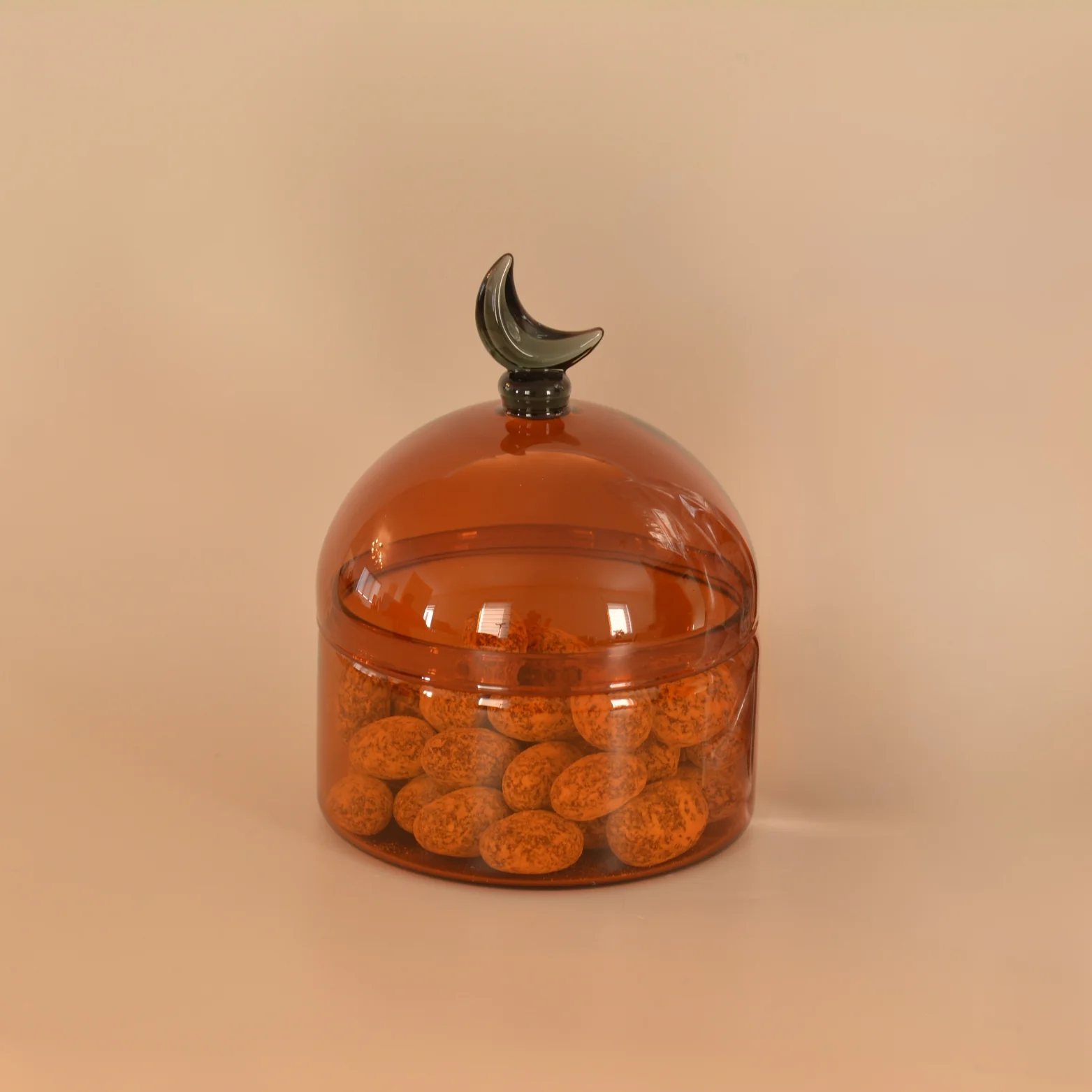 Glass Moon Dome Jar - Caramel Amber - Image 6