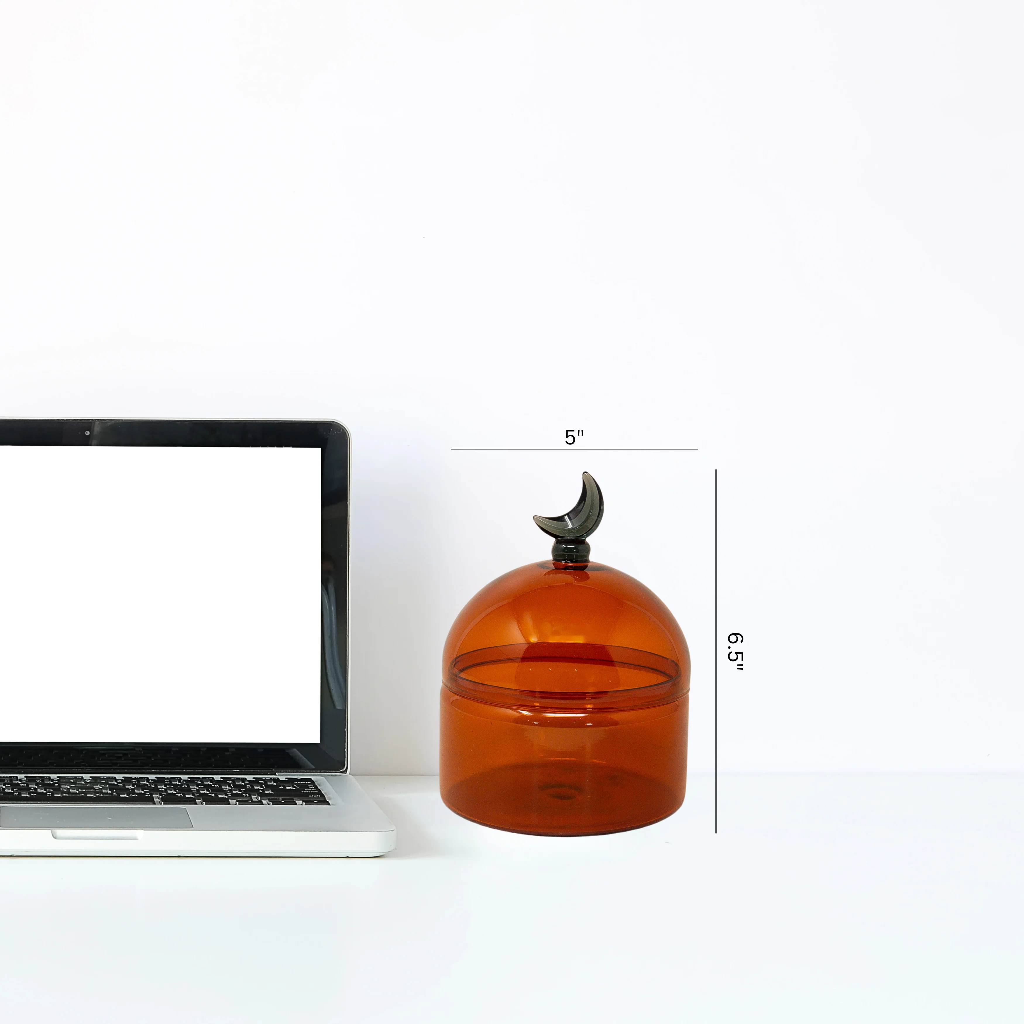 Glass Moon Dome Jar - Caramel Amber - Image 8