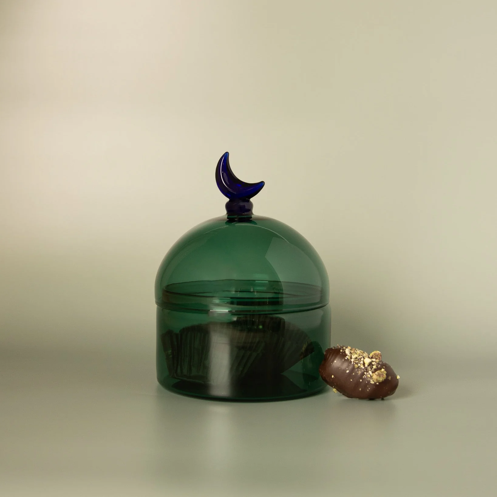 Glass Moon Dome Jar - Teal Luna - Image 3