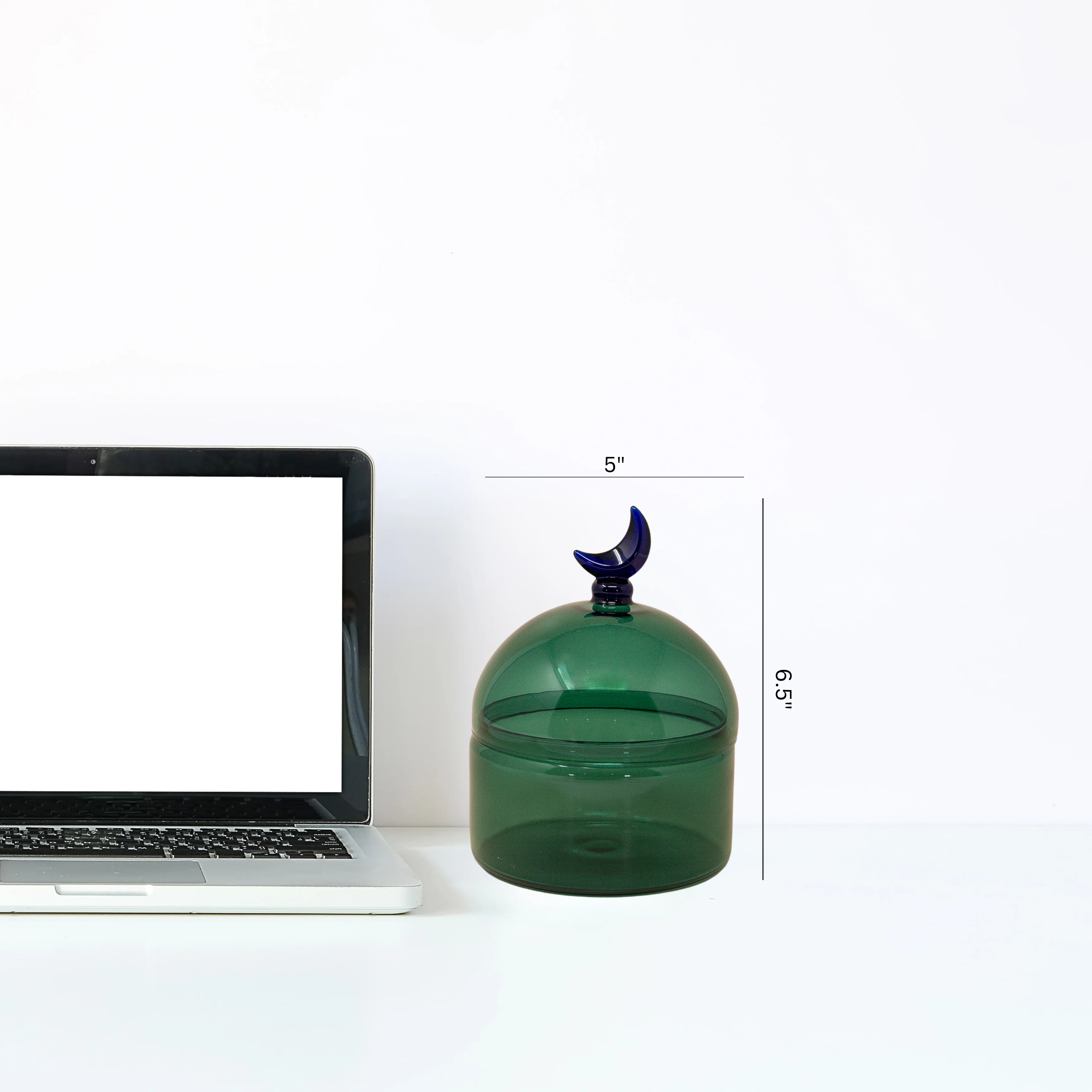 Glass Moon Dome Jar - Teal Luna - Image 9